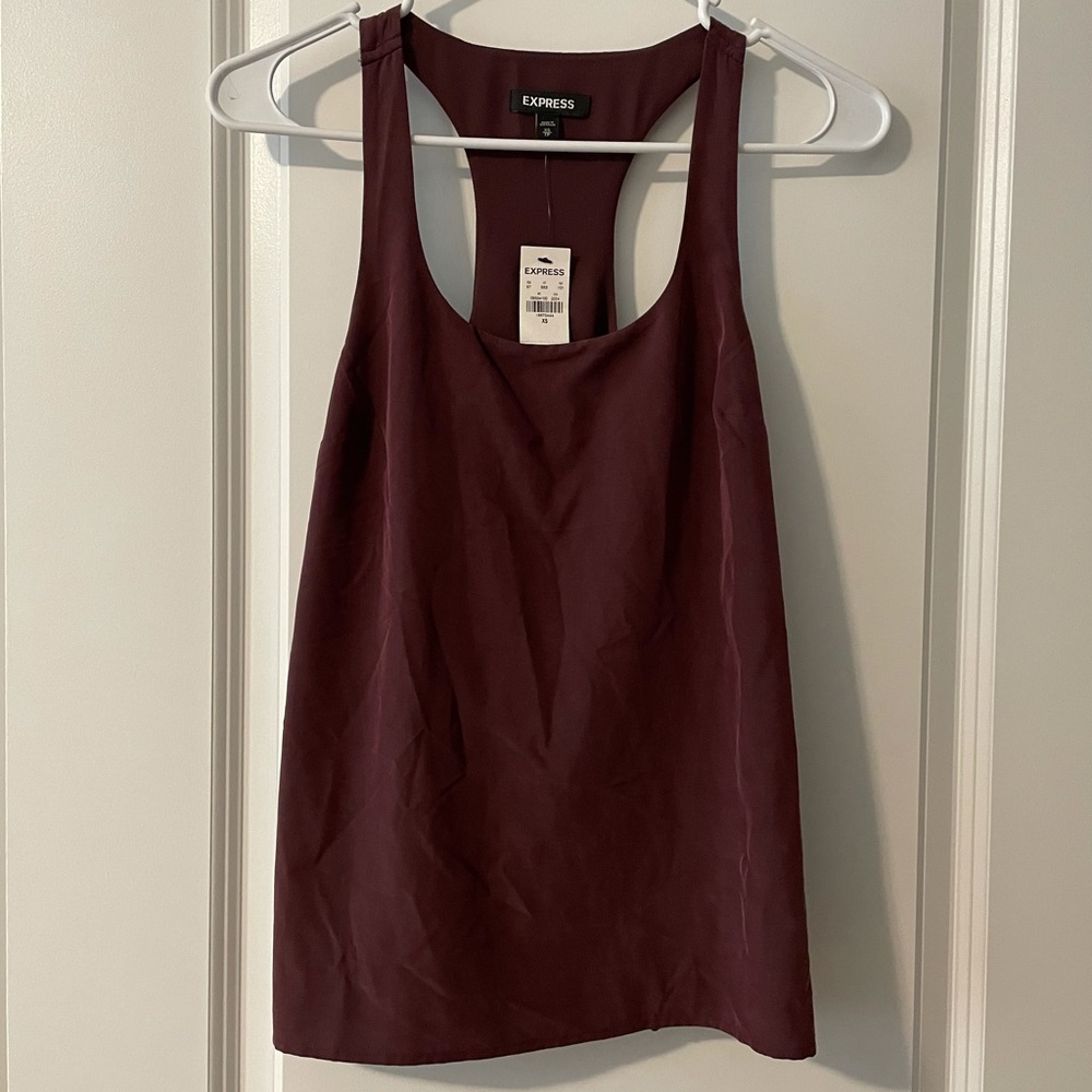 XS Express burgundy suede tank top. Fits more like a small.